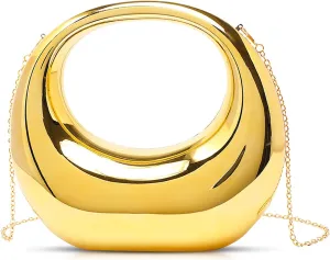 Clutch Purses for Women, Glossy Evening Bag, Crescent Acrylic Tote Bag, Small Crossbody Bag, Handbags for Wedding, Prom, Parties, Travel(Gold)