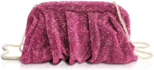 Clutch Purses for Women, Rhinestone Evening Bag, Hot Pink Small Tote Bag, Crossbody Bags for Wedding, Prom, Parties, Travel