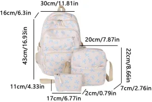 Coquette Bow Backpack - Cute Kawaii Backpack Set Aesthetic Daypack Bow Rucksack (A02 Bow Blue)