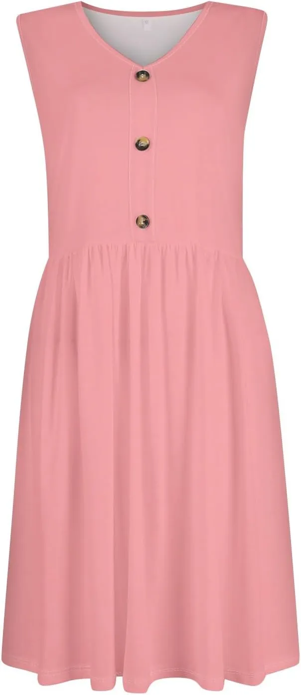 COTECRAM Summer Dresses for Women 2025 Beach Vacation Casual Sleeveless Tank Sundresses Boho Hawaiian Dress with Pockets