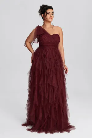 Curveins Plus Size Mesh One-Shoulder Cocktail Dress