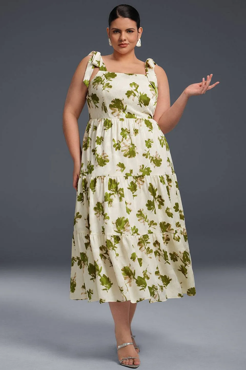 Curveins Plus Size Off-shoulder Floral Dress