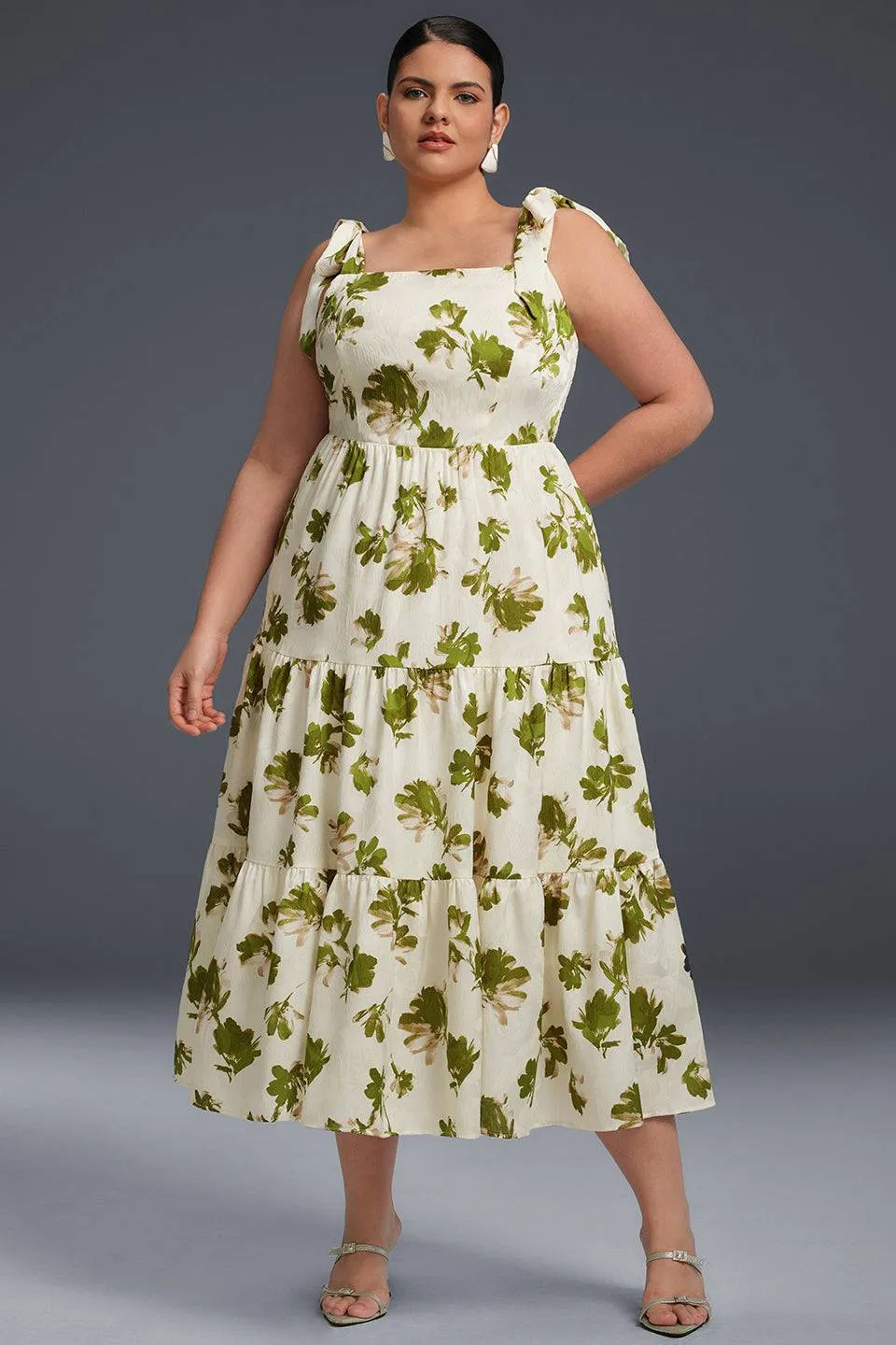 Curveins Plus Size Off-shoulder Floral Dress