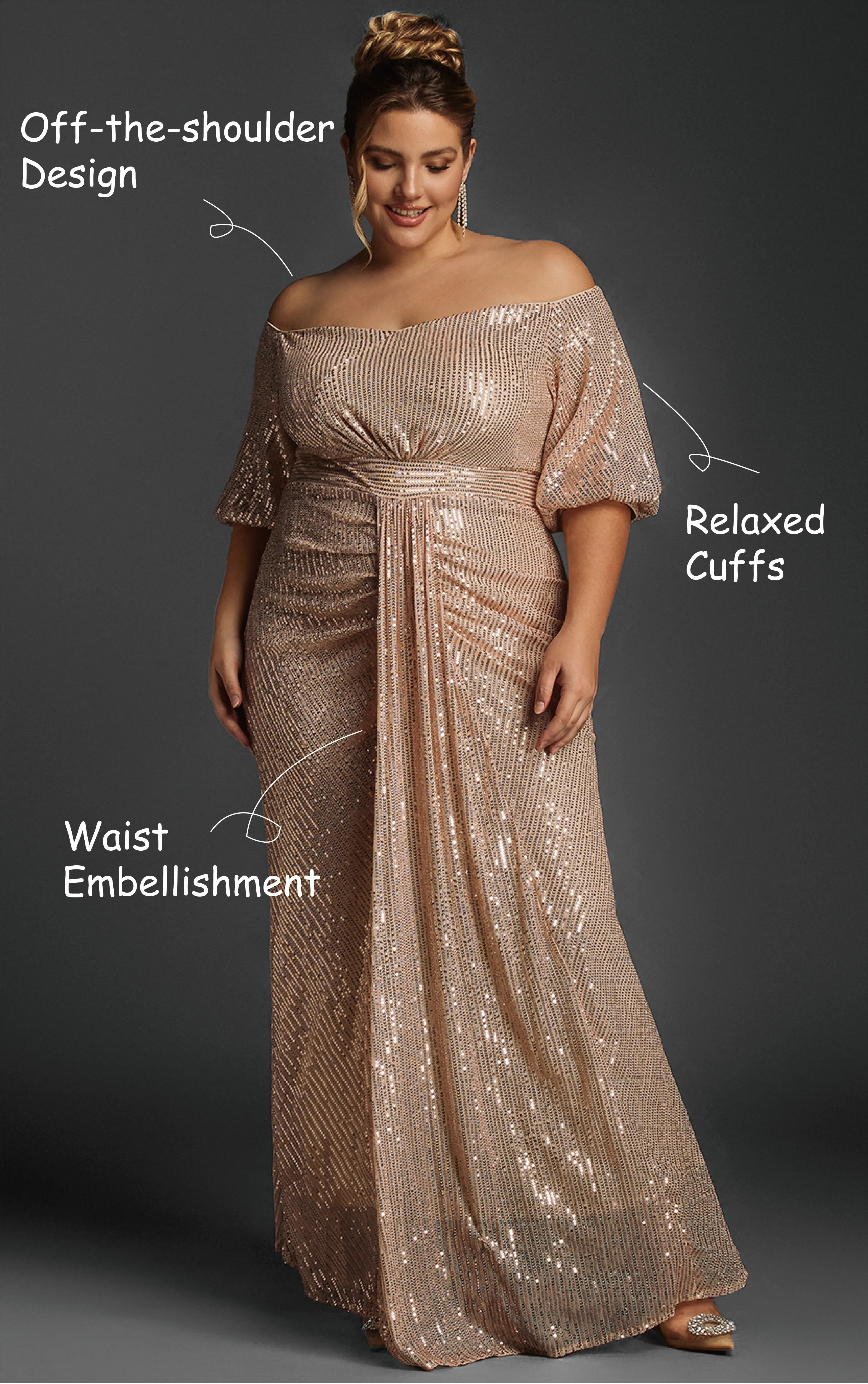 Curveins Plus Size Off-Shoulder Sequin Maxi Dress