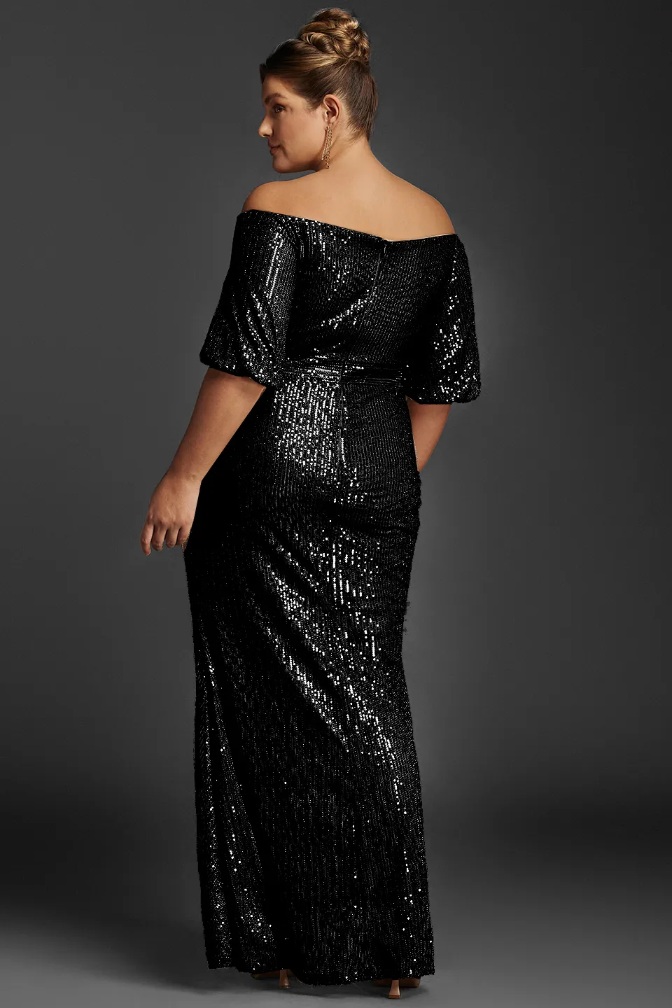 Curveins Plus Size Off-Shoulder Sequin Maxi Dress