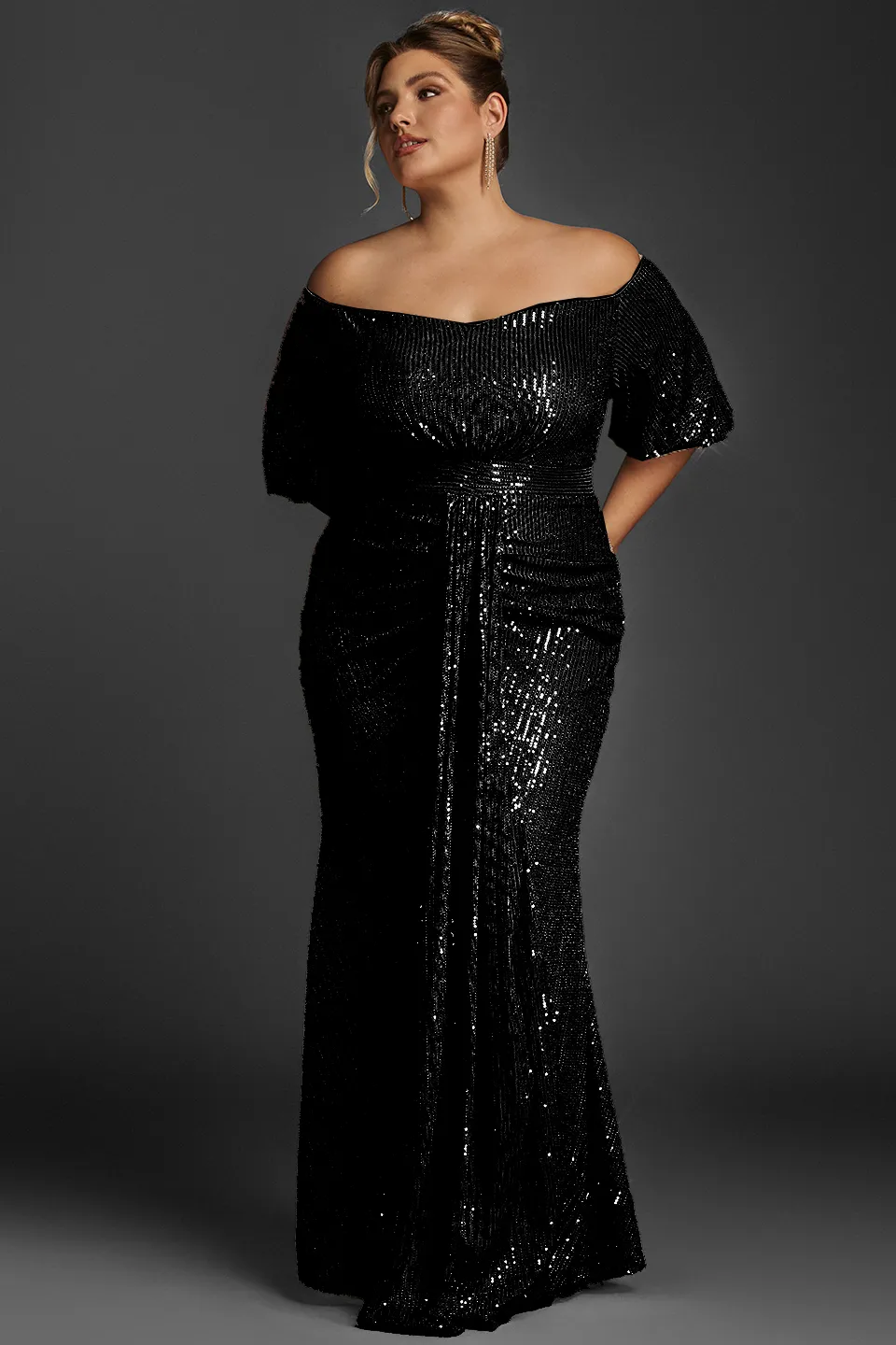 Curveins Plus Size Off-Shoulder Sequin Maxi Dress