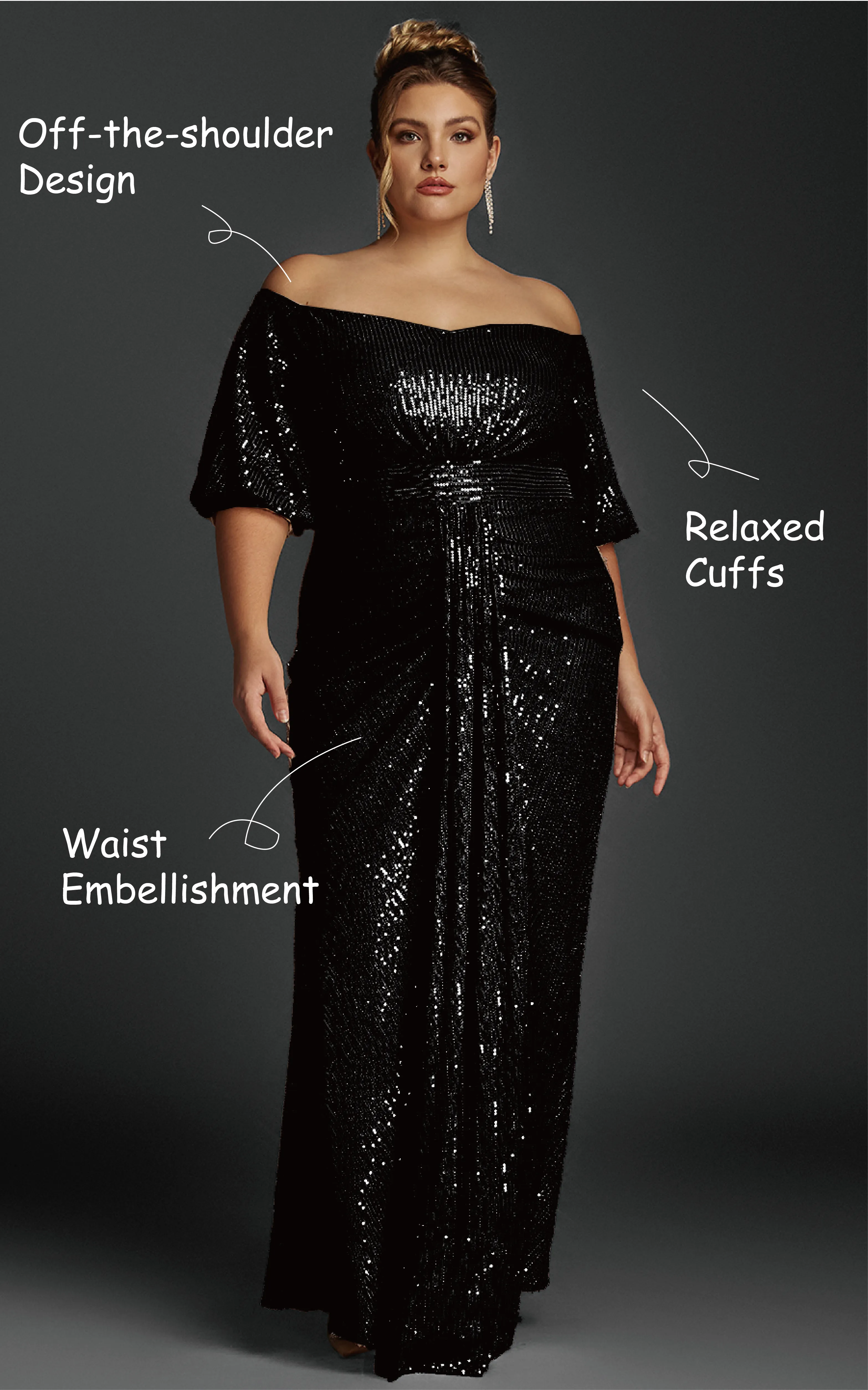 Curveins Plus Size Off-Shoulder Sequin Maxi Dress