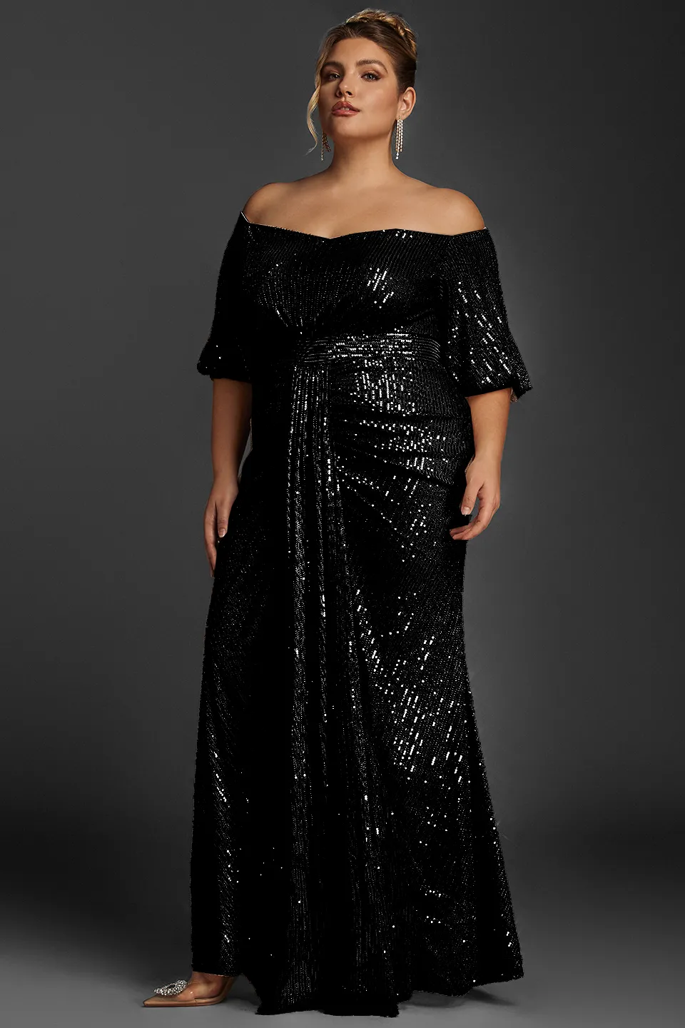 Curveins Plus Size Off-Shoulder Sequin Maxi Dress