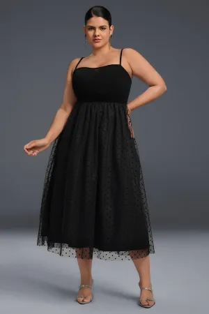 Curveins Plus Size Sleeveless Plain Floral Midi Dress
