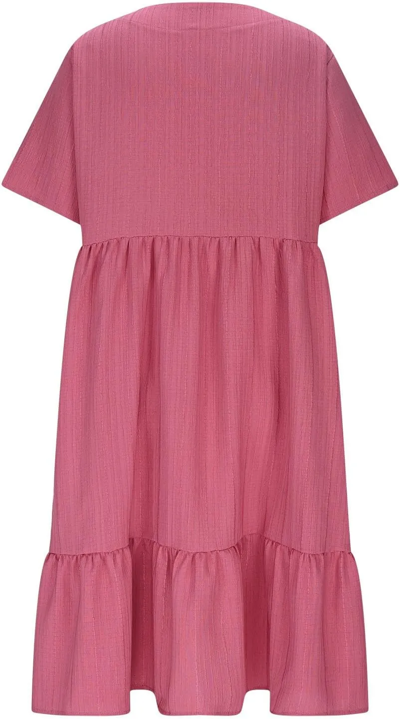 DDAPJ pyju Womens Summer Dresses 2025 V Neck Sleeveless Mini Babydoll Dress Casual Loose Flowy Tiered Beach Vacation Sundress