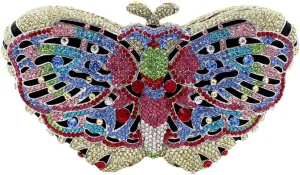 DJBM Elegant Butterfly Clutch Bag Sparkly Diamond Evening Chain Purse for Women Banquet Gathering