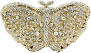 DJBM Elegant Butterfly Clutch Bag Sparkly Diamond Evening Chain Purse for Women Banquet Gathering