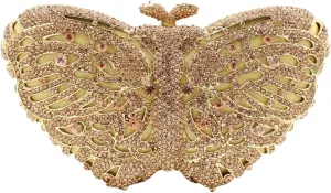 DJBM Elegant Butterfly Clutch Bag Sparkly Diamond Evening Chain Purse for Women Banquet Gathering