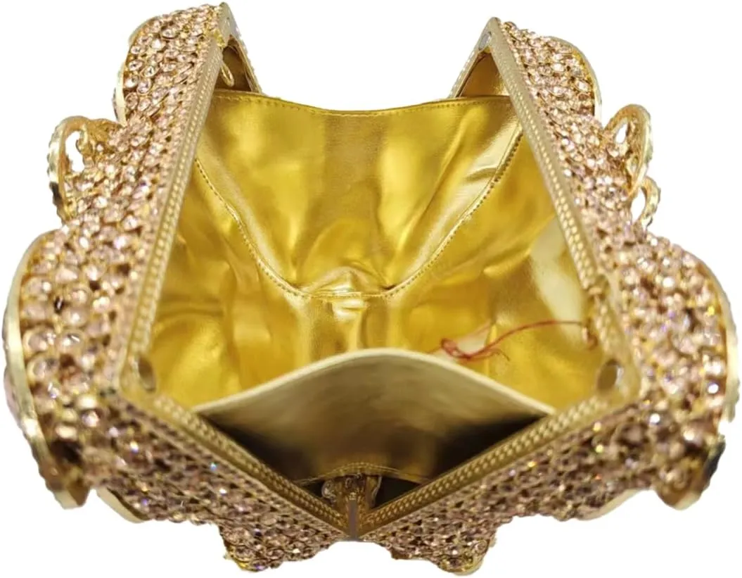 DJBM Elegant Butterfly Clutch Bag Sparkly Diamond Evening Chain Purse for Women Banquet Gathering