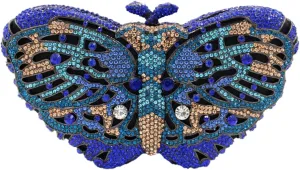 DJBM Elegant Butterfly Clutch Bag Sparkly Diamond Evening Chain Purse for Women Banquet Gathering