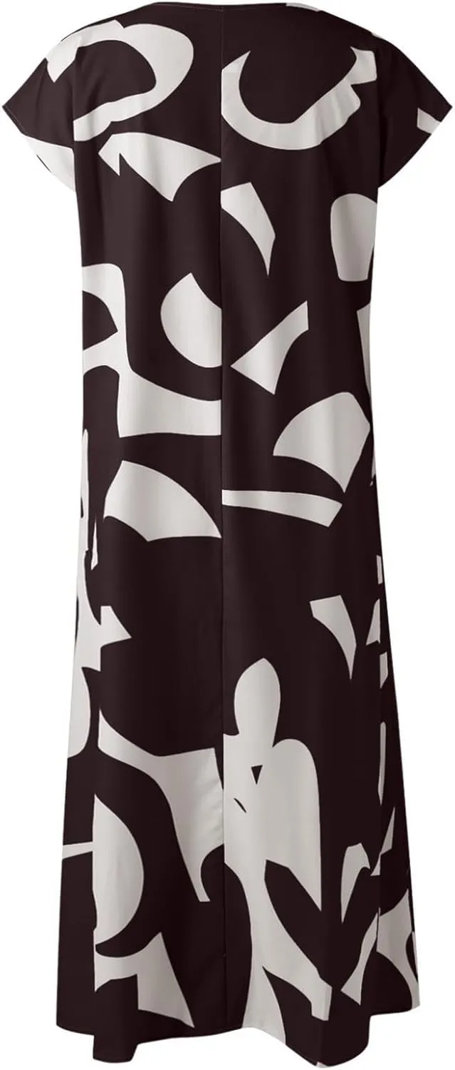 Dresses for Women 2024, Hawaiian Bohemian Flowy Irregular Summer Cocktail Dress V-Neck Casual Sleeveless Dressses