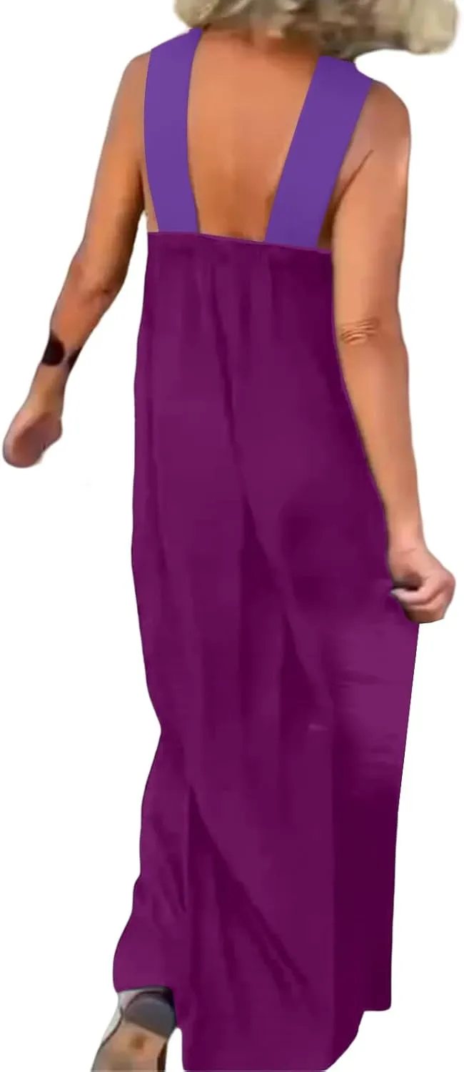 Dresses for Women 2025 Causal Summer Crossover Halter Neck Sleeveless Maxi Dress Trendy Sexy Backless Beach Long Dress