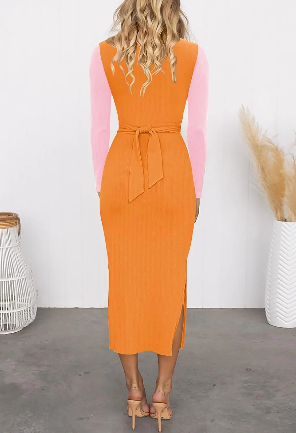 Duigluw Women's Summer Knit Sleeveless Crosscriss Cutout Ruched Bodycon Midi Dress with Slit