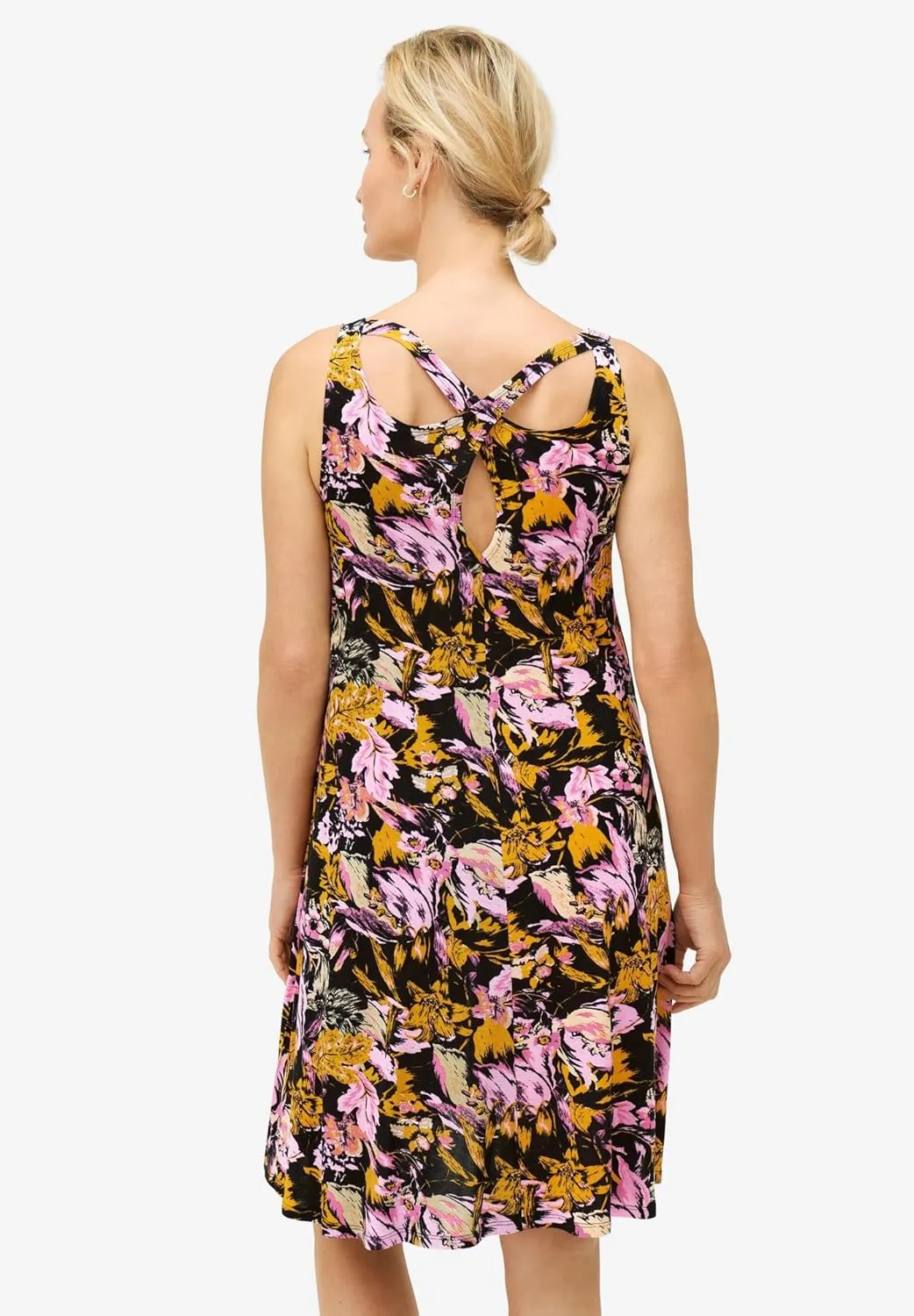 ellos Women's Plus Size Crossover Back Tank Dress