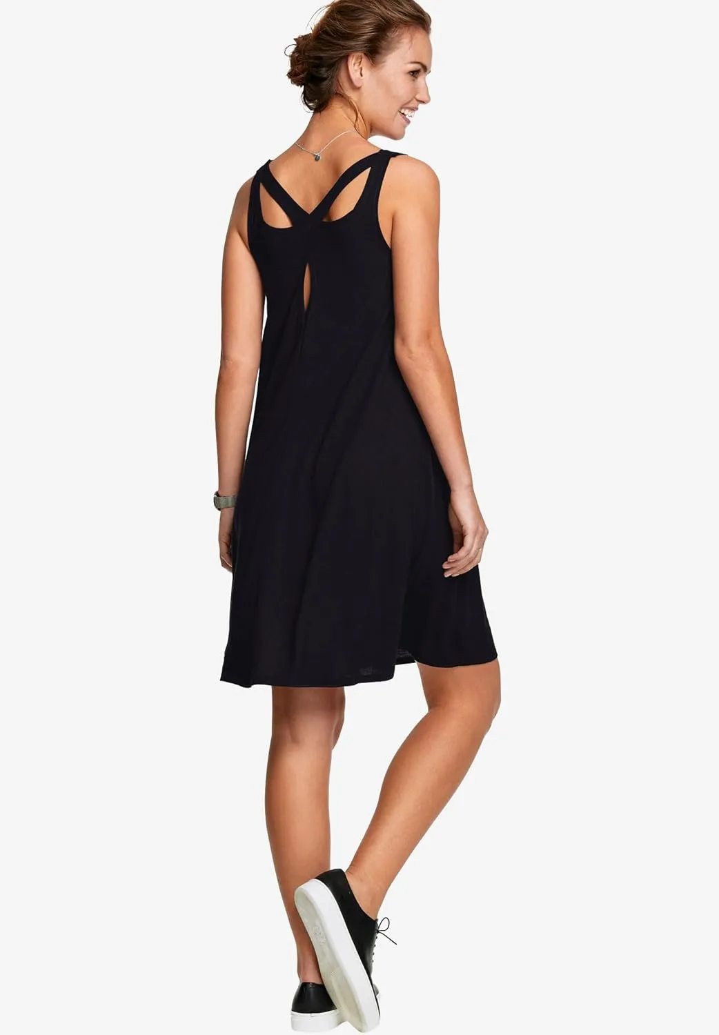 ellos Women's Plus Size Crossover Back Tank Dress