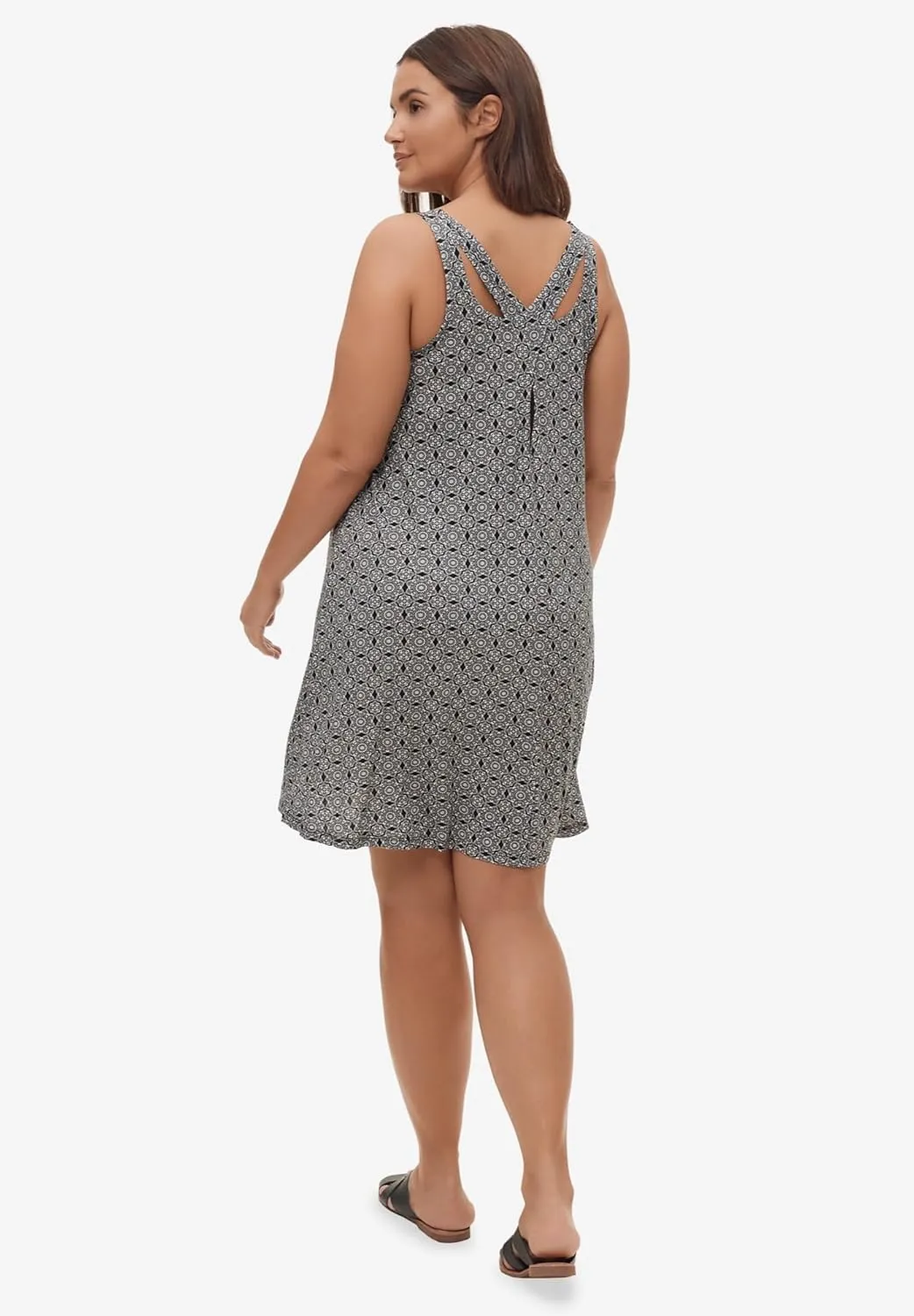 ellos Women's Plus Size Crossover Back Tank Dress