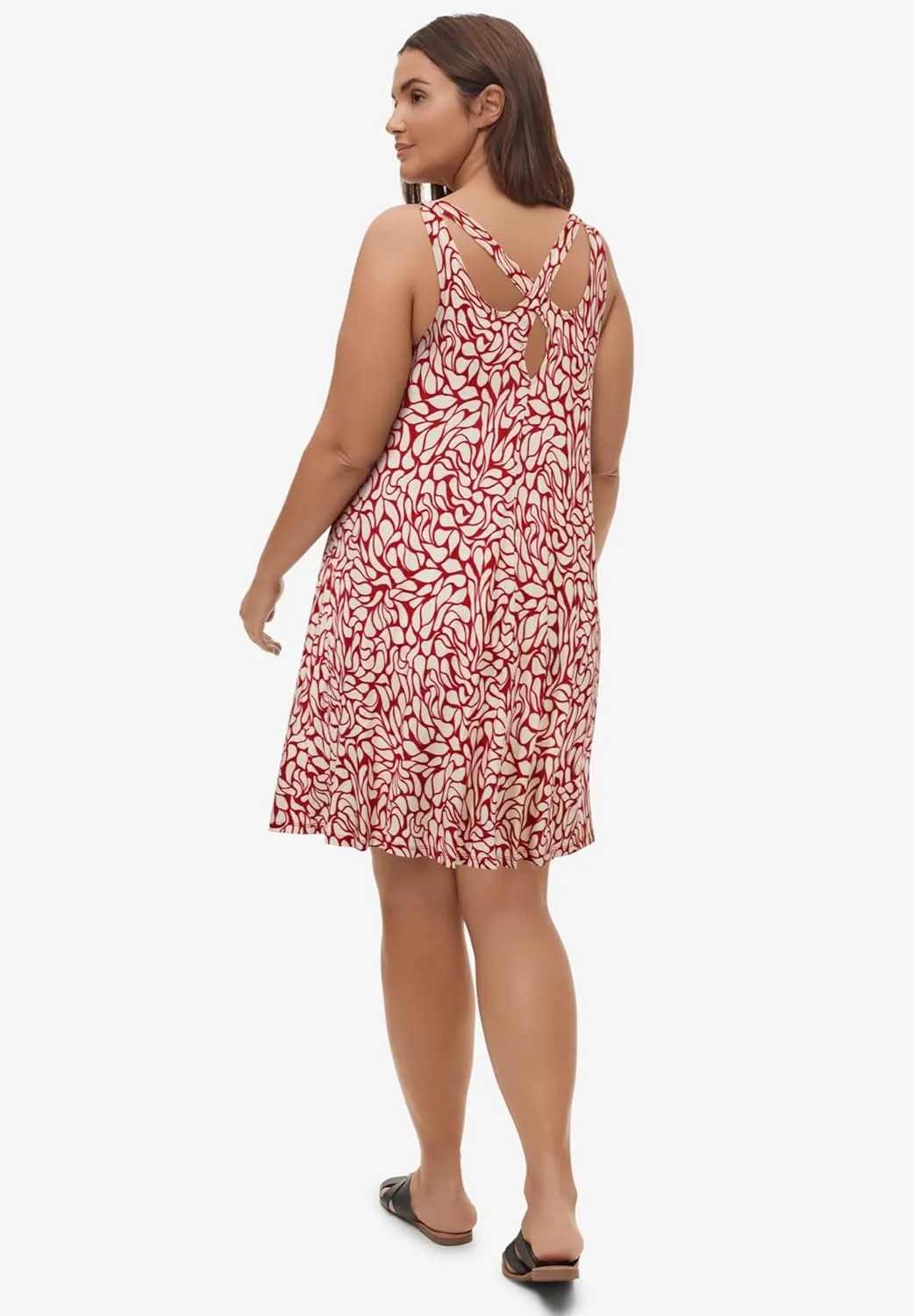 ellos Women's Plus Size Crossover Back Tank Dress