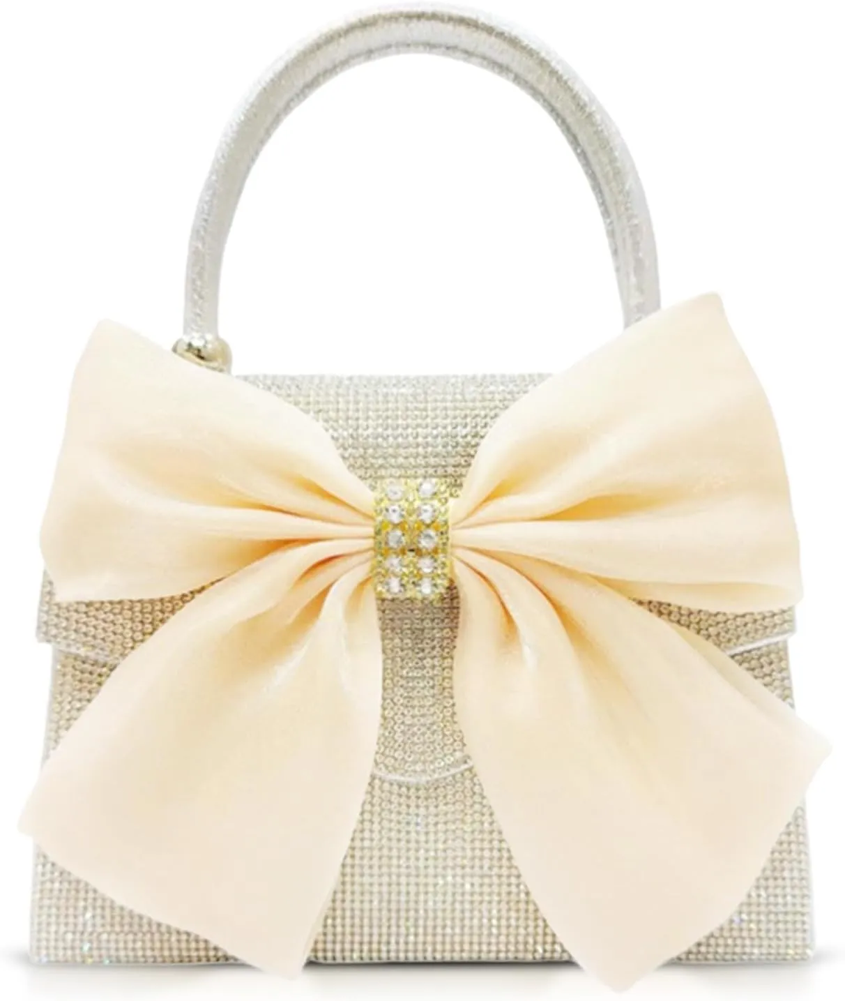 Evening Bag, Clutch Purses for Women, Ribbon Crossbody Bag for Wedding Party(Gold)