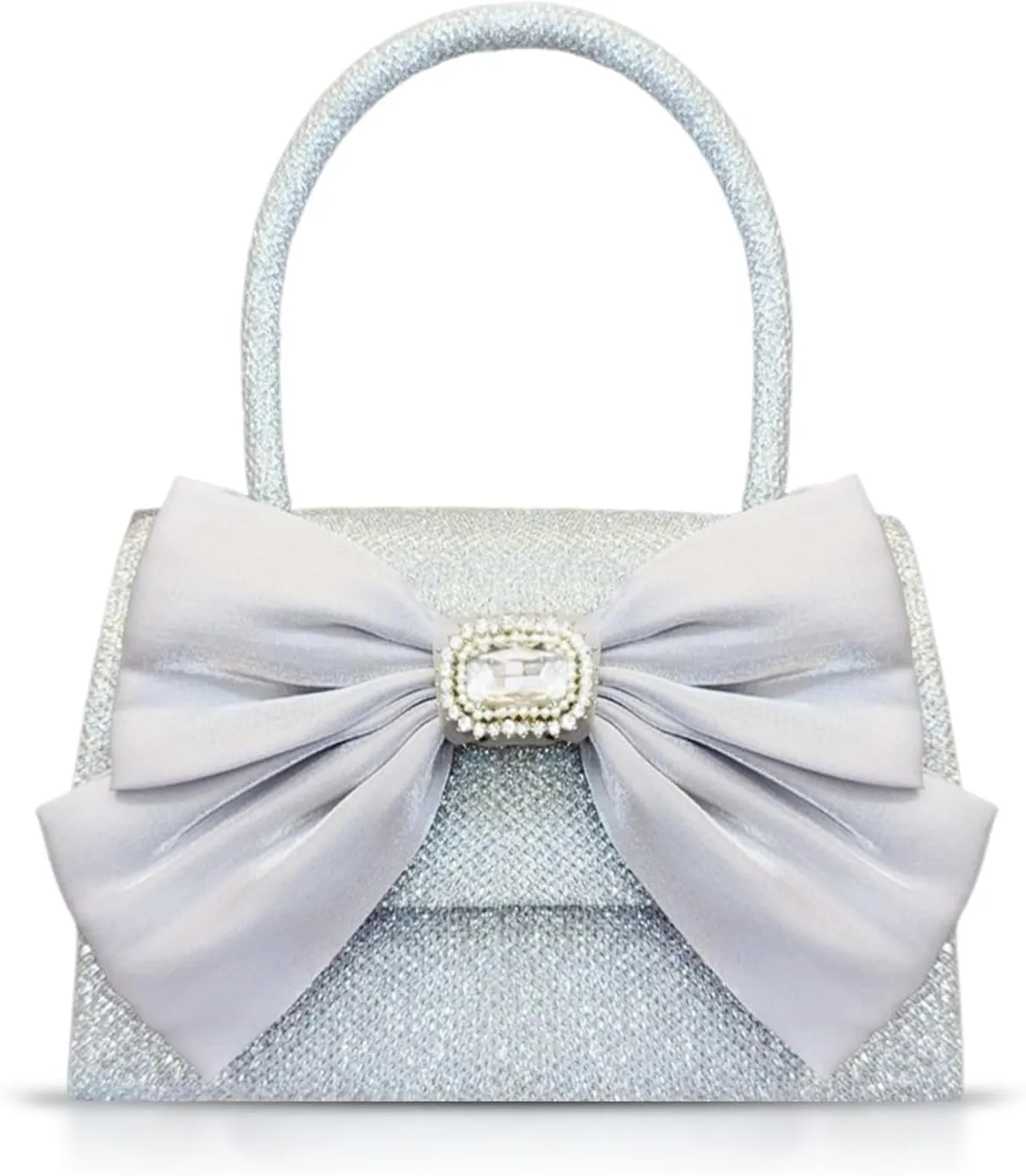 Evening Bag, Clutch Purses for Women, Silver Ribbon Crossbody Bag for Wedding Party