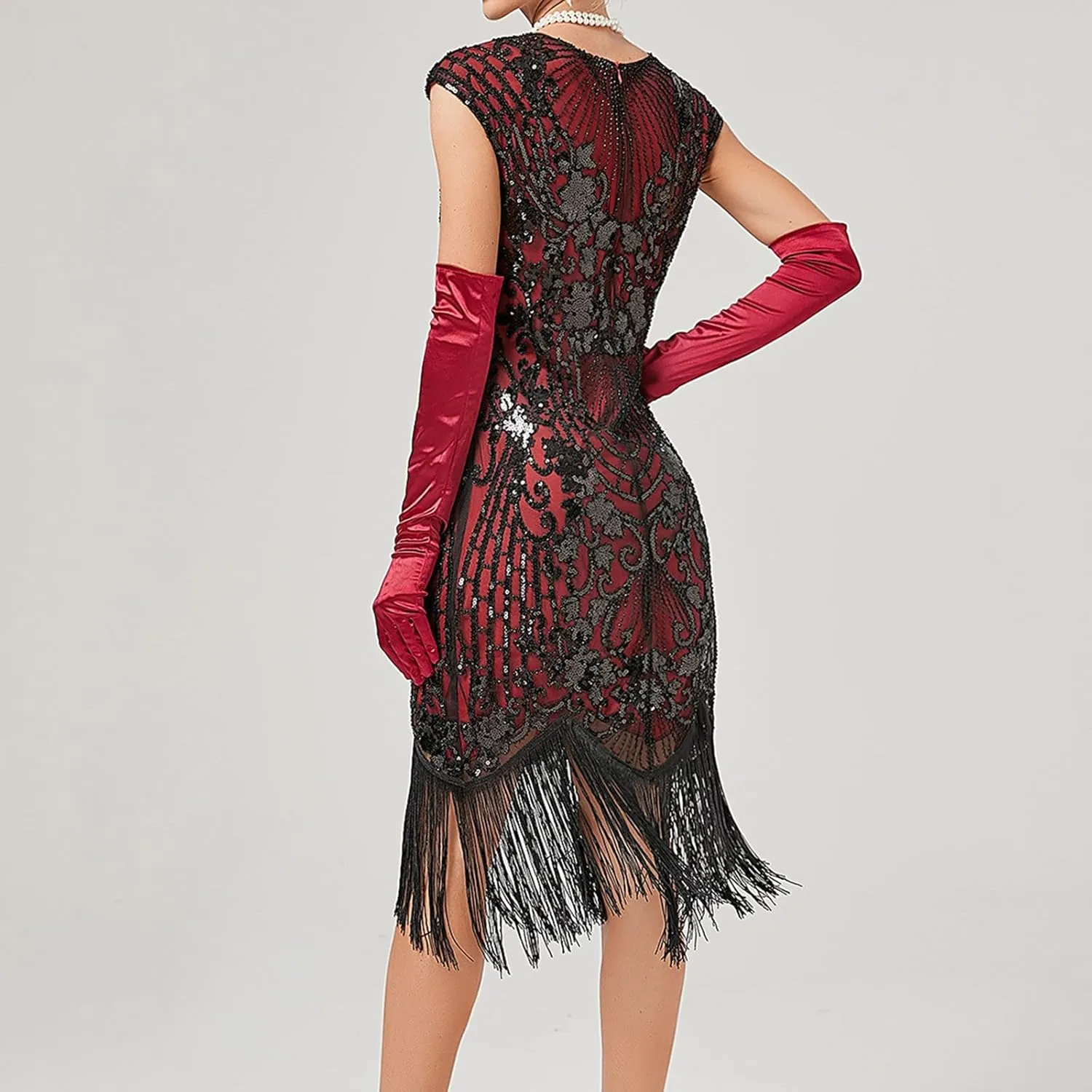 Flapper Dresses 1920s Gatsby Plus Size Cap Sleeve Sparkly Fringe Dress Art Deco Roaring 20s Cocktail Costumes