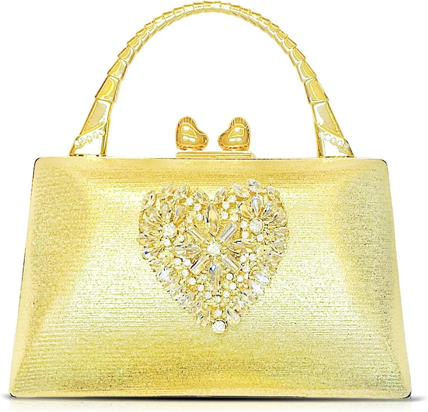 Gold Evening Bag, Clutch Purses for Women, Love Rhinestone, Crossbody Bag for Wedding Party