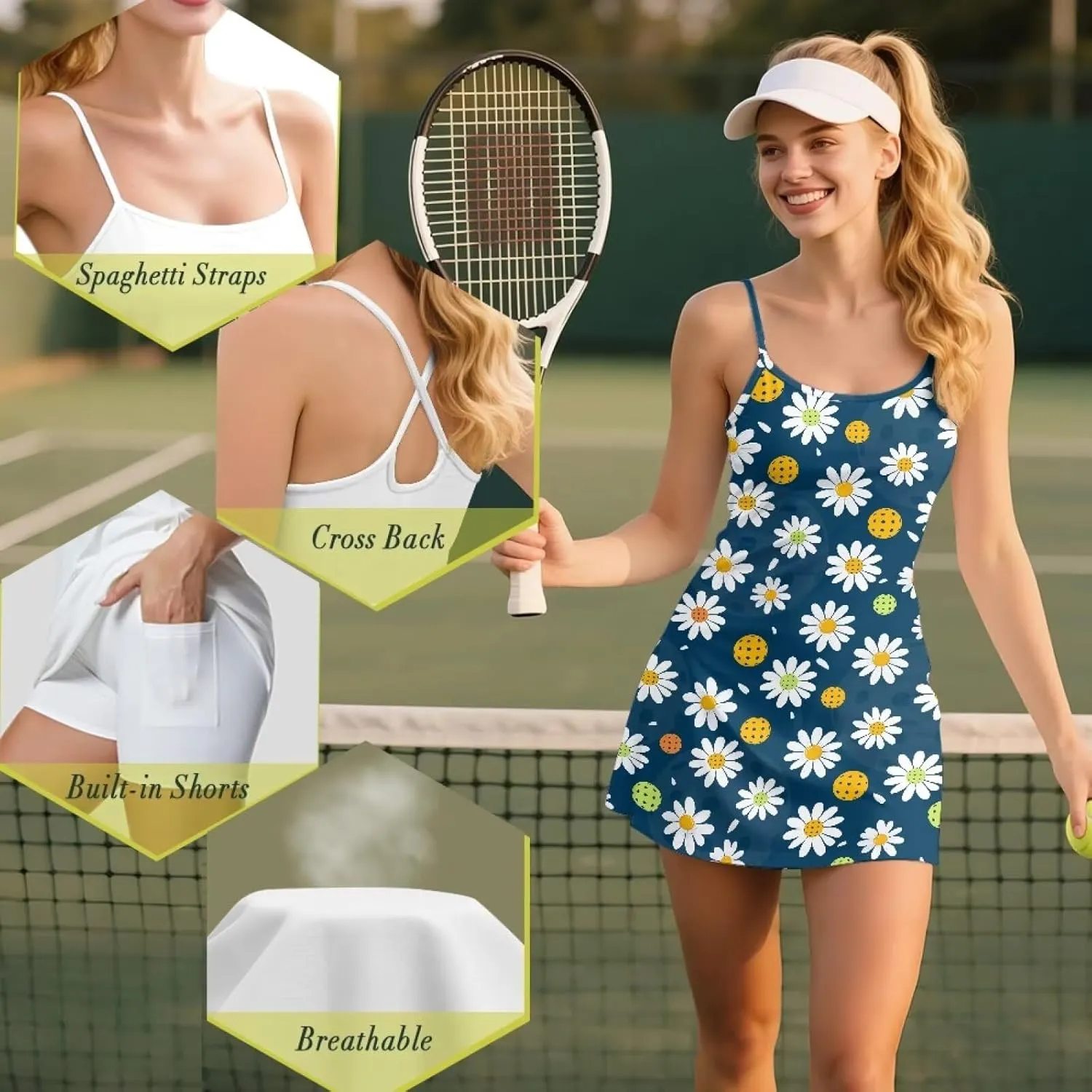 Golf Outfits for Women Summer Mini Spaghetti Strap Dress Workout Tennis Athletic Outfits