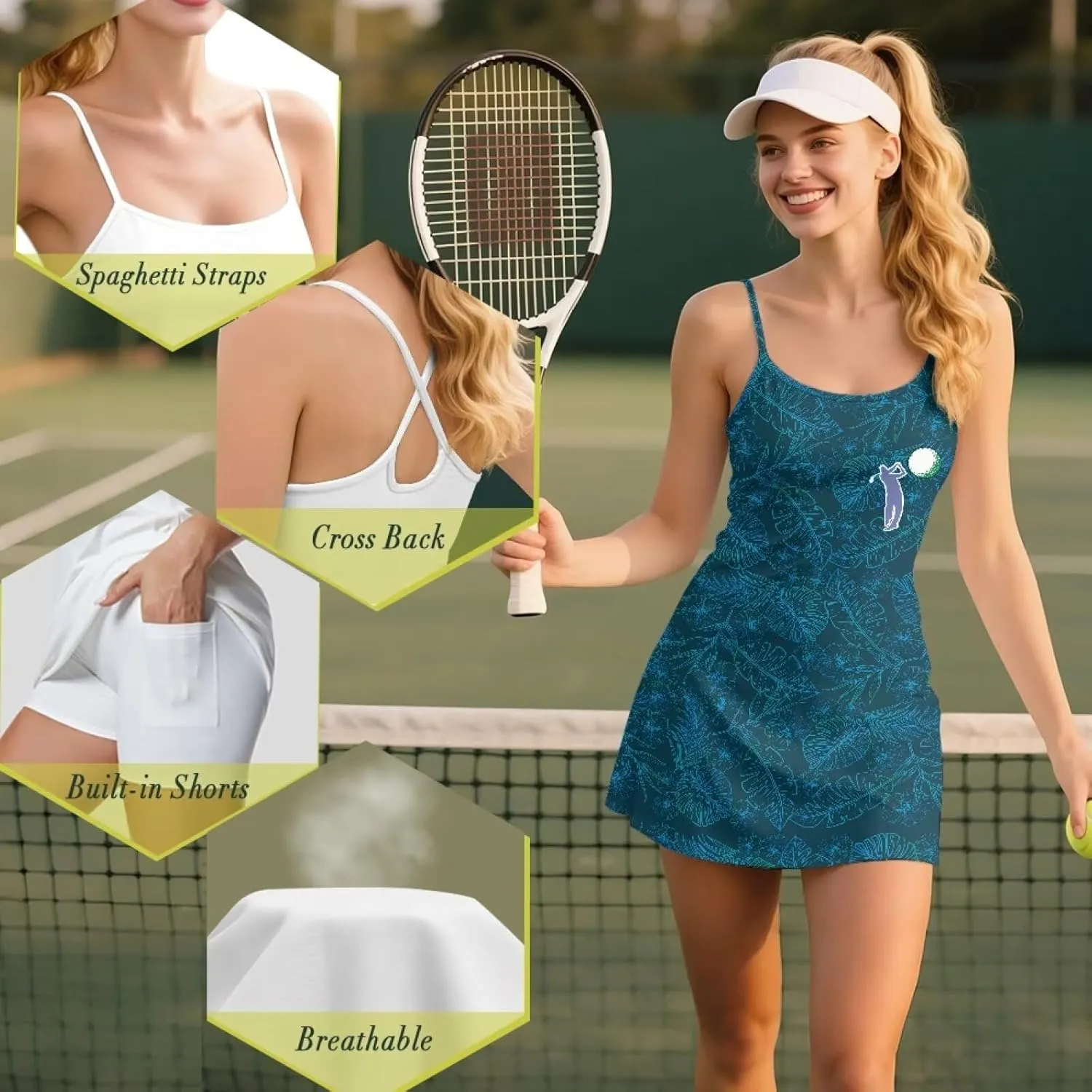 Golf Outfits for Women Summer Mini Spaghetti Strap Dress Workout Tennis Athletic Outfits