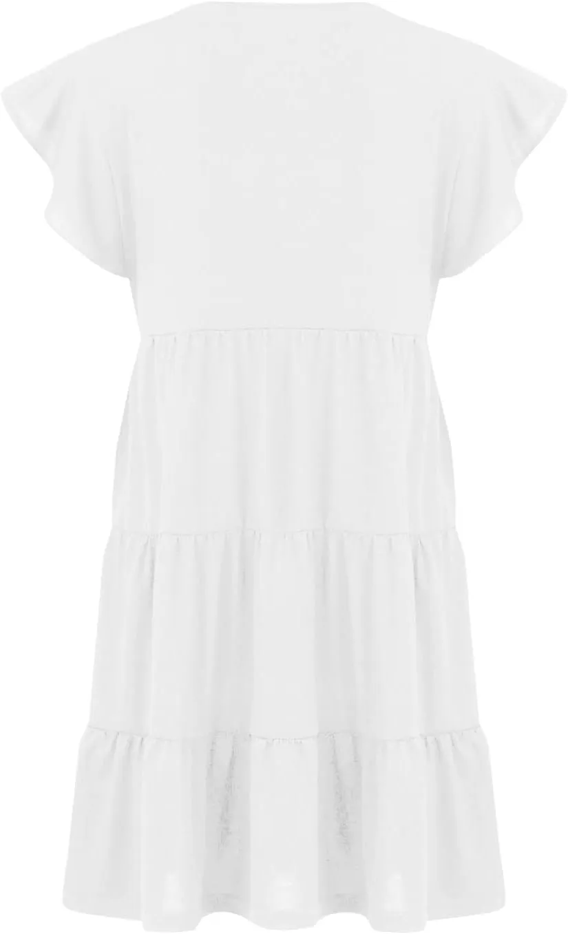 HGOOGY Spring Dress Plus Size Dress for Women Casual Beach Cute Ruffle Sleeve Mini Casual Maxi Dresses for Women