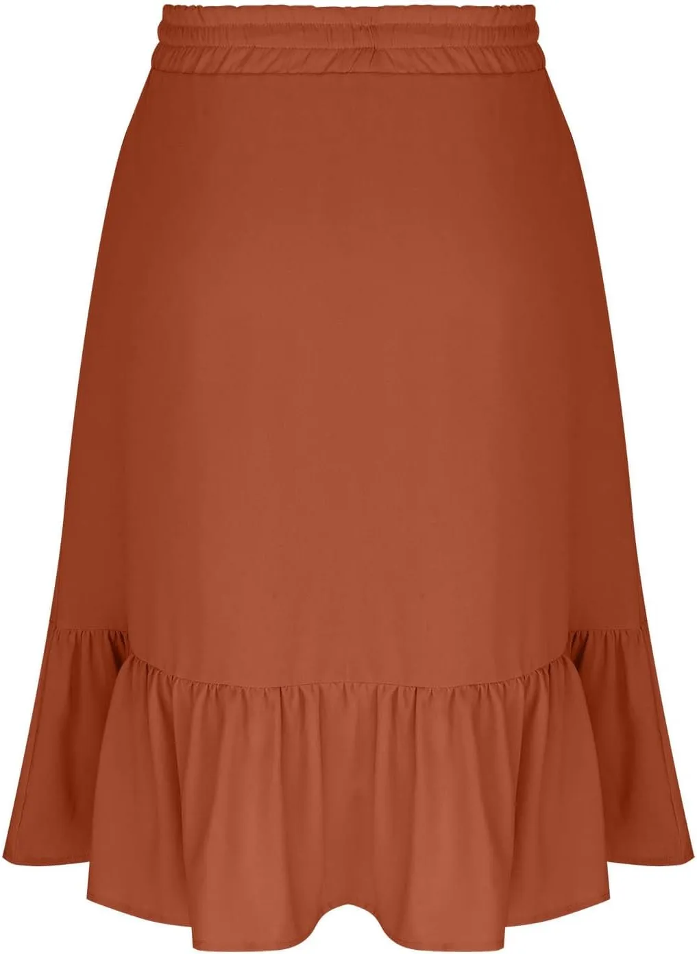 HGps8w Women's 2025 Summer Linen Midi Skirt, Trendy Casual Drawstring A-Line Elastic Waist Beach Dress Skirts with Pockets