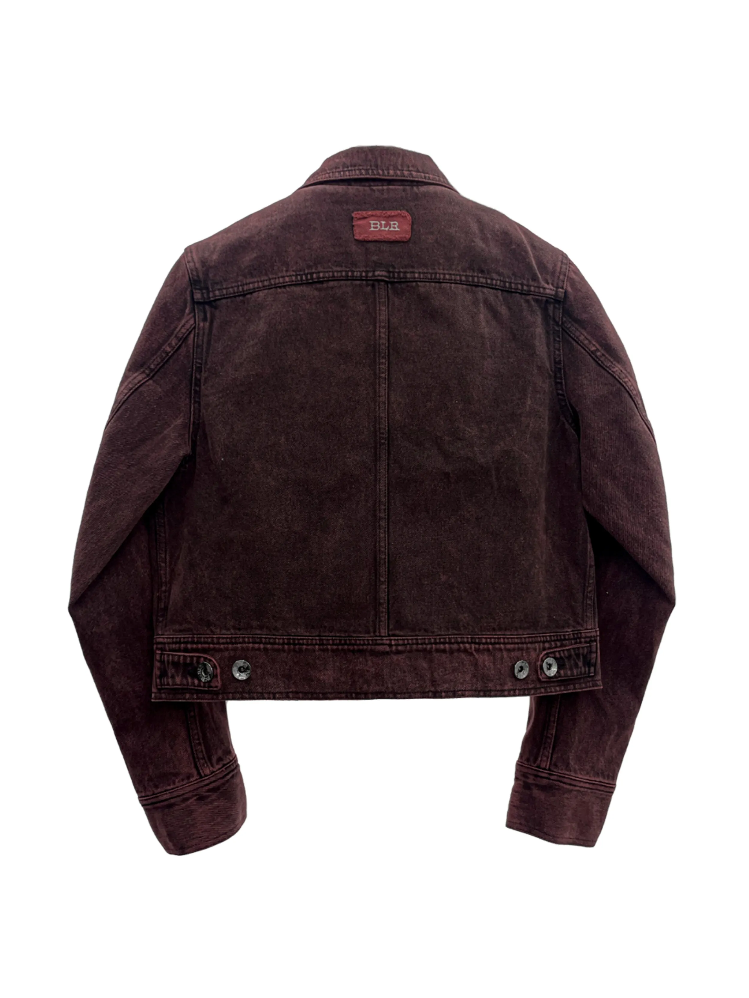 Hidden pocket denim trucker jacket red