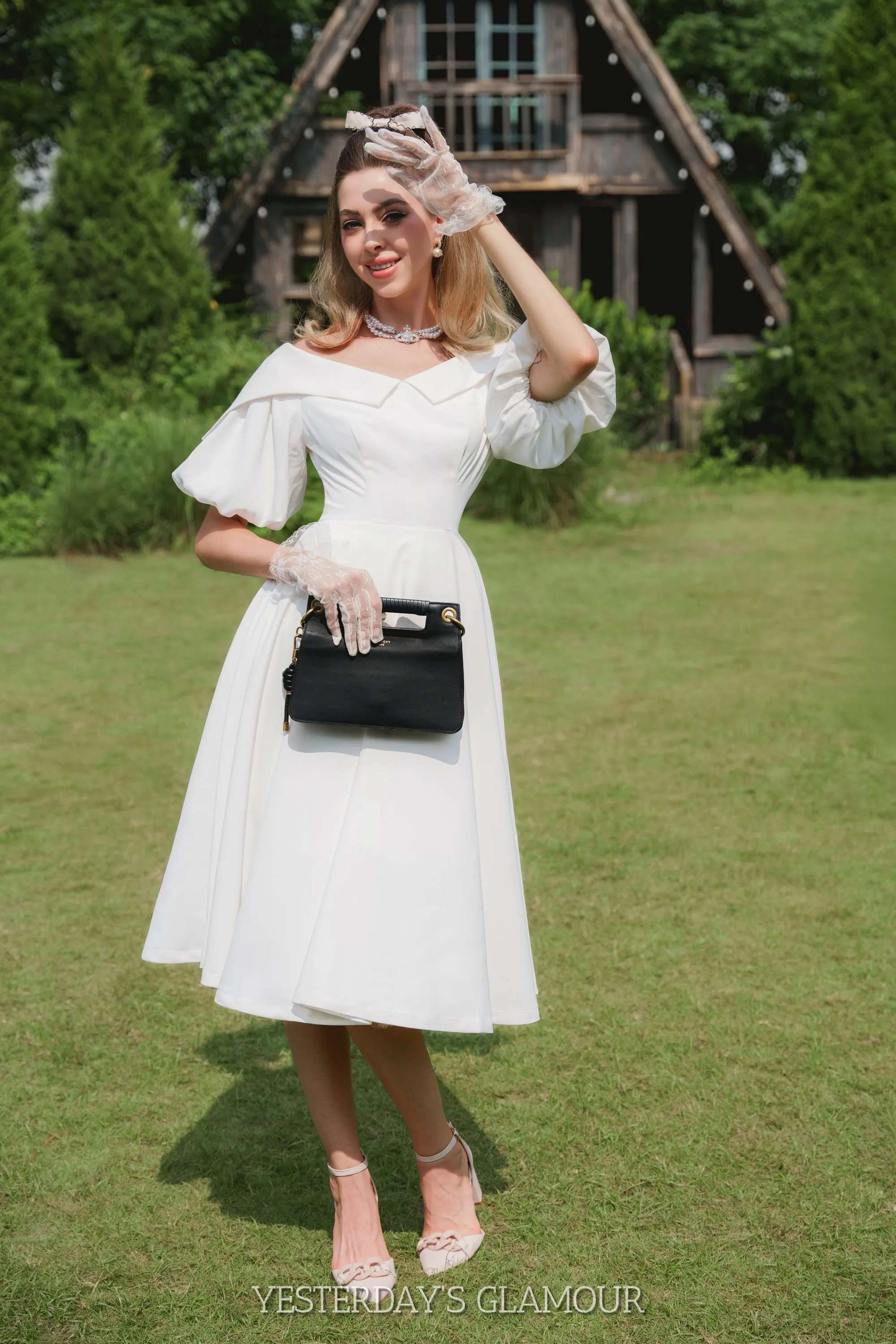 Jeffrey Off-Shoulder Puff Sleeve A-line Dress