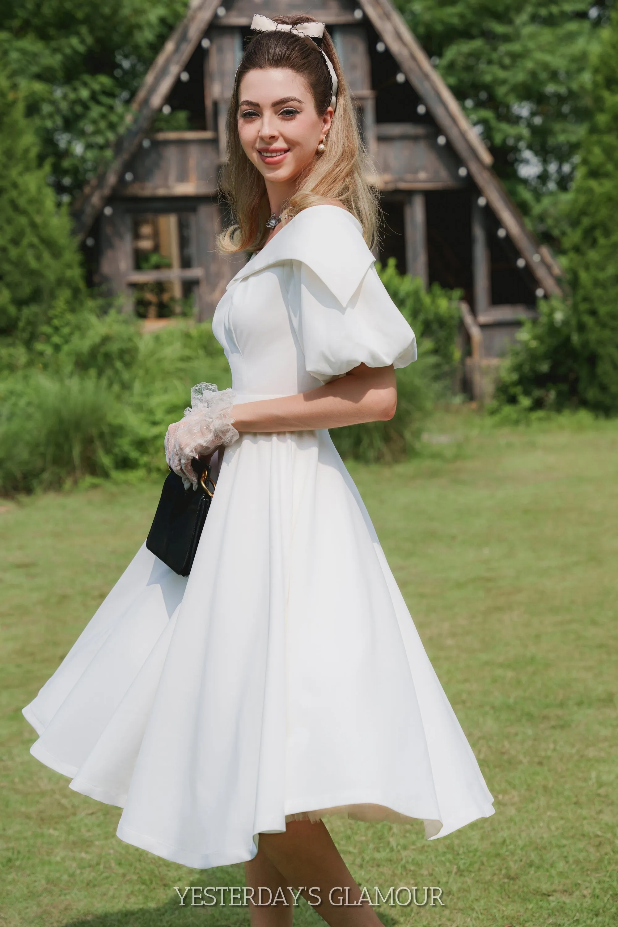 Jeffrey Off-Shoulder Puff Sleeve A-line Dress