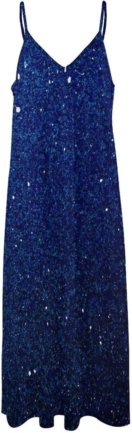 Lightning Star Cute Women's Casual Maxi Dresses Summer Spaghetti Straps Long Sleeveless Dress Sundress