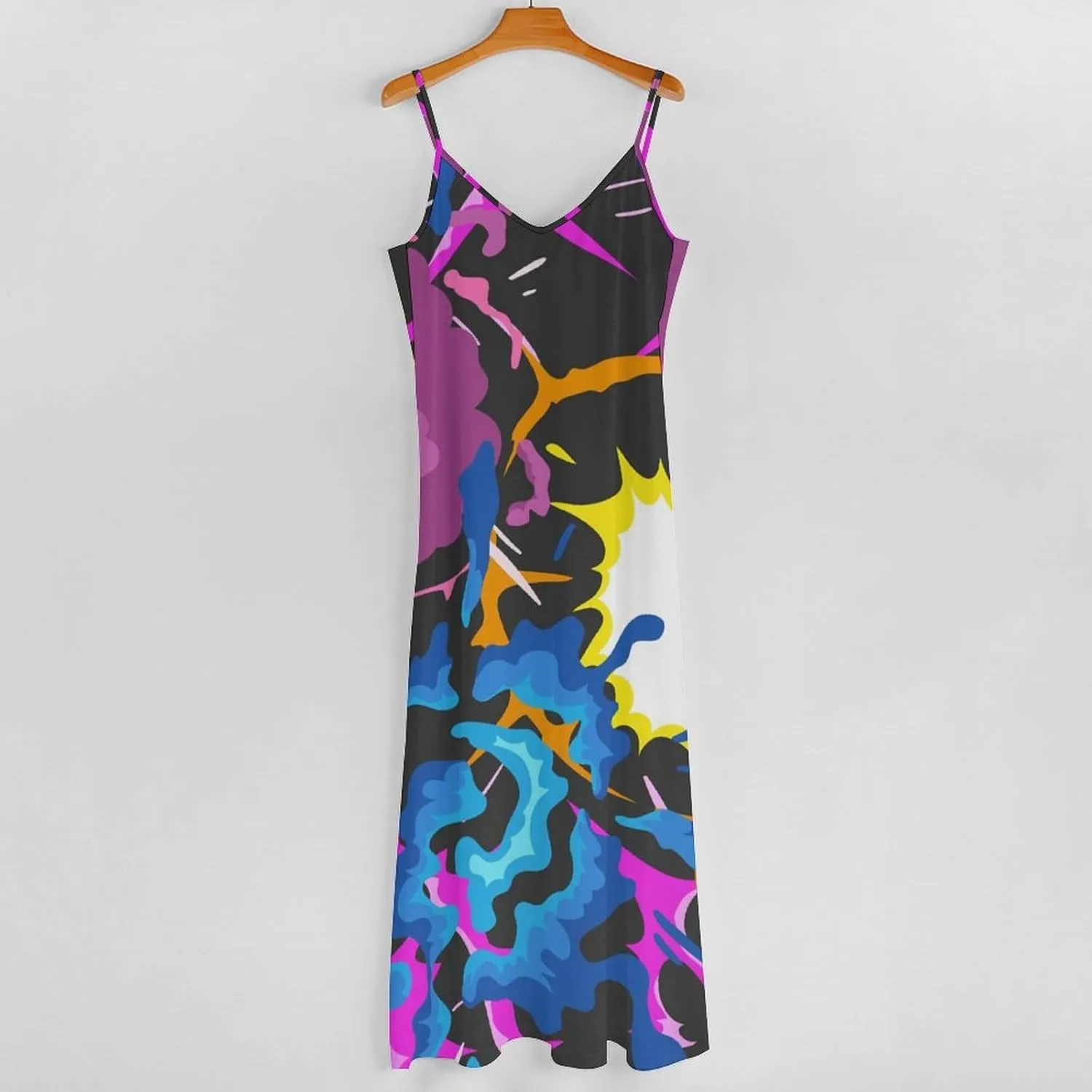 Lightning Star Cute Women's Casual Maxi Dresses Summer Spaghetti Straps Long Sleeveless Dress Sundress