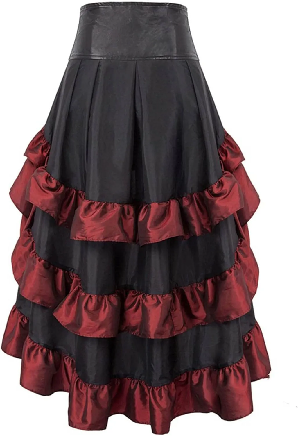 Long Skirts For Women Gothic Dress Vintage Renaissance Midi Skirt High Waist Irregular Hem Ruched Punk A-Line Skirt