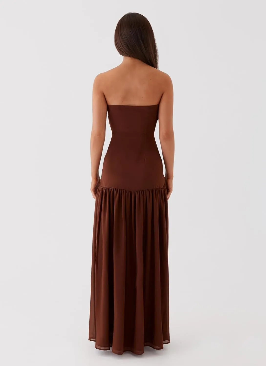 Luckinbaby Women Strapless Drop Waist Maxi Dress Y2k Long Floral Tube Dress Flowy A Line Off Shoulder Cocktail Dresses
