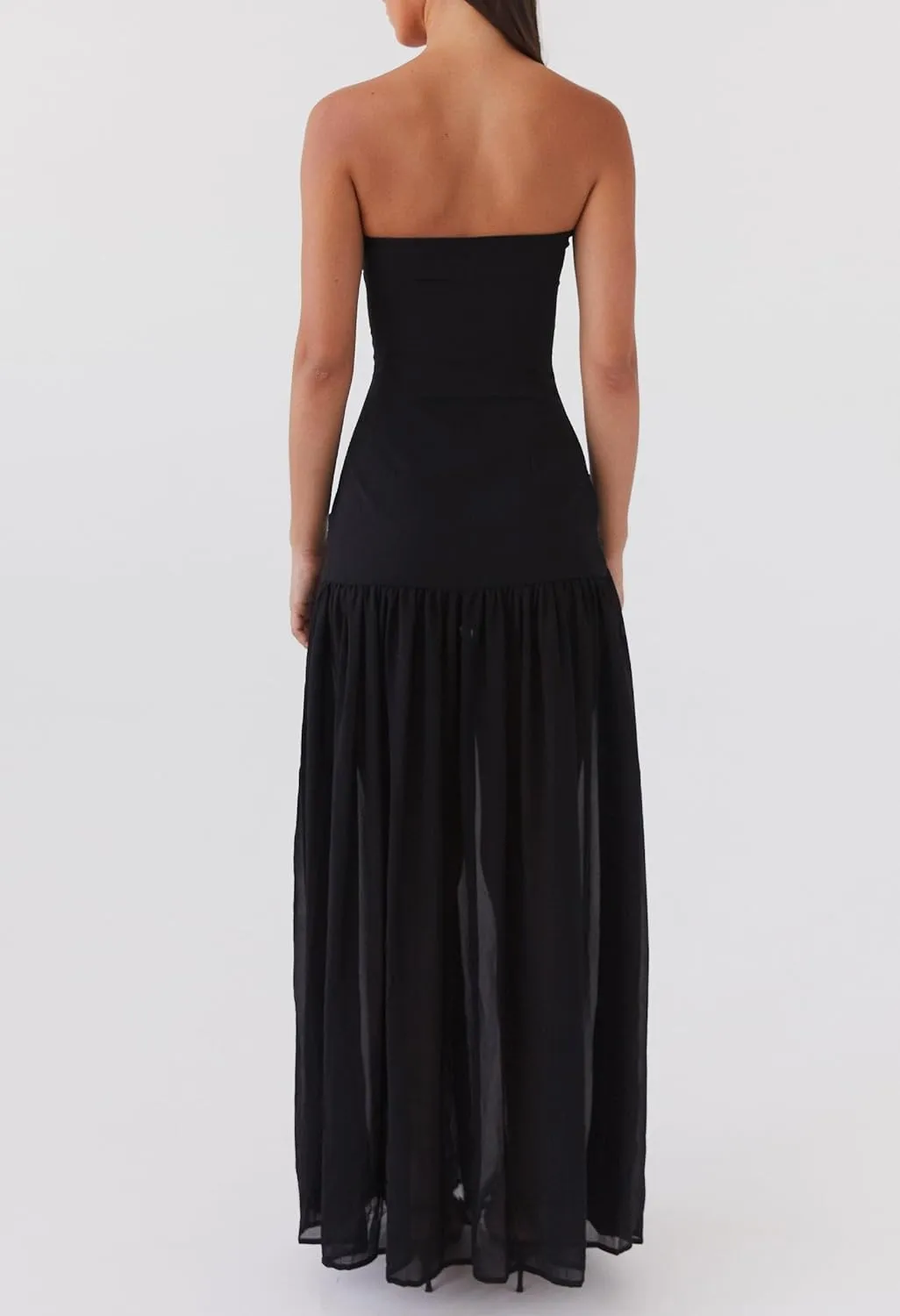 Luckinbaby Women Strapless Drop Waist Maxi Dress Y2k Long Floral Tube Dress Flowy A Line Off Shoulder Cocktail Dresses