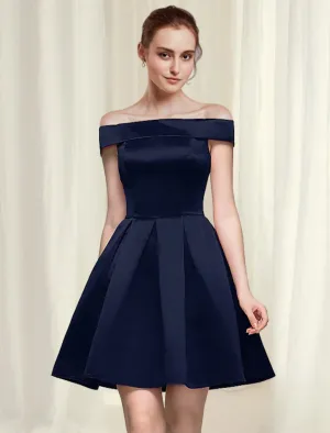 Luolandi A-Line Cocktail Dresses Reformation Amante Dress Homecoming Short / Mini Sleeveless Off Shoulder Satin