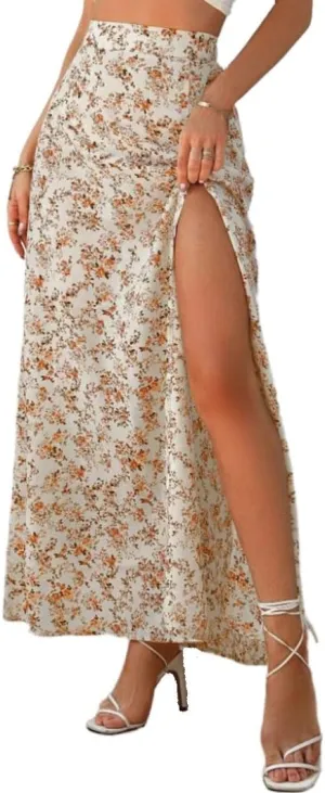 Melliflo Women's Ditsy Floral Maxi Skirt Bohemian High Waisted Wrap Long Skirts Trendy Side Slit A Line Flowy Skirt 2025