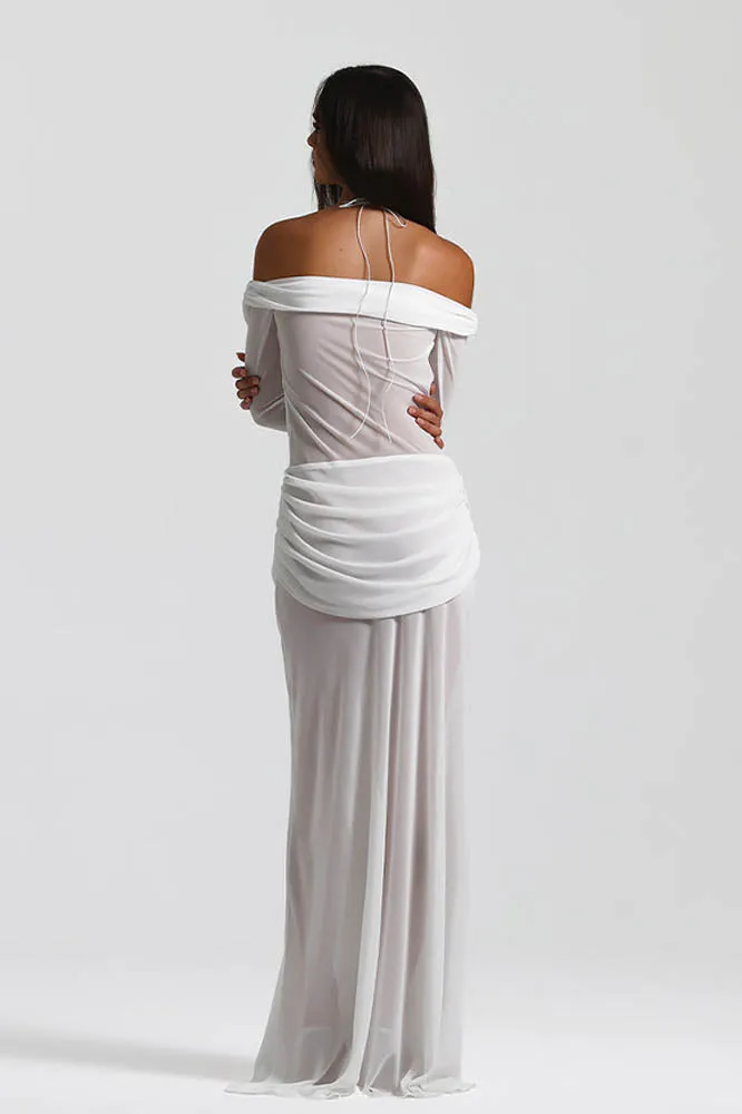 Moonlit Grace Off-Shoulder Dress