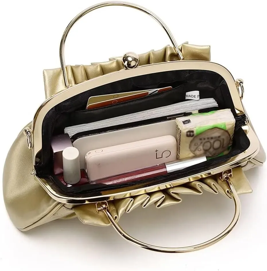 Mudono Clutch Bag for Women Vintage Leather Shoulder Bag Designer Top Handle Satchel Evening Clutch Purse with Chain Strap
