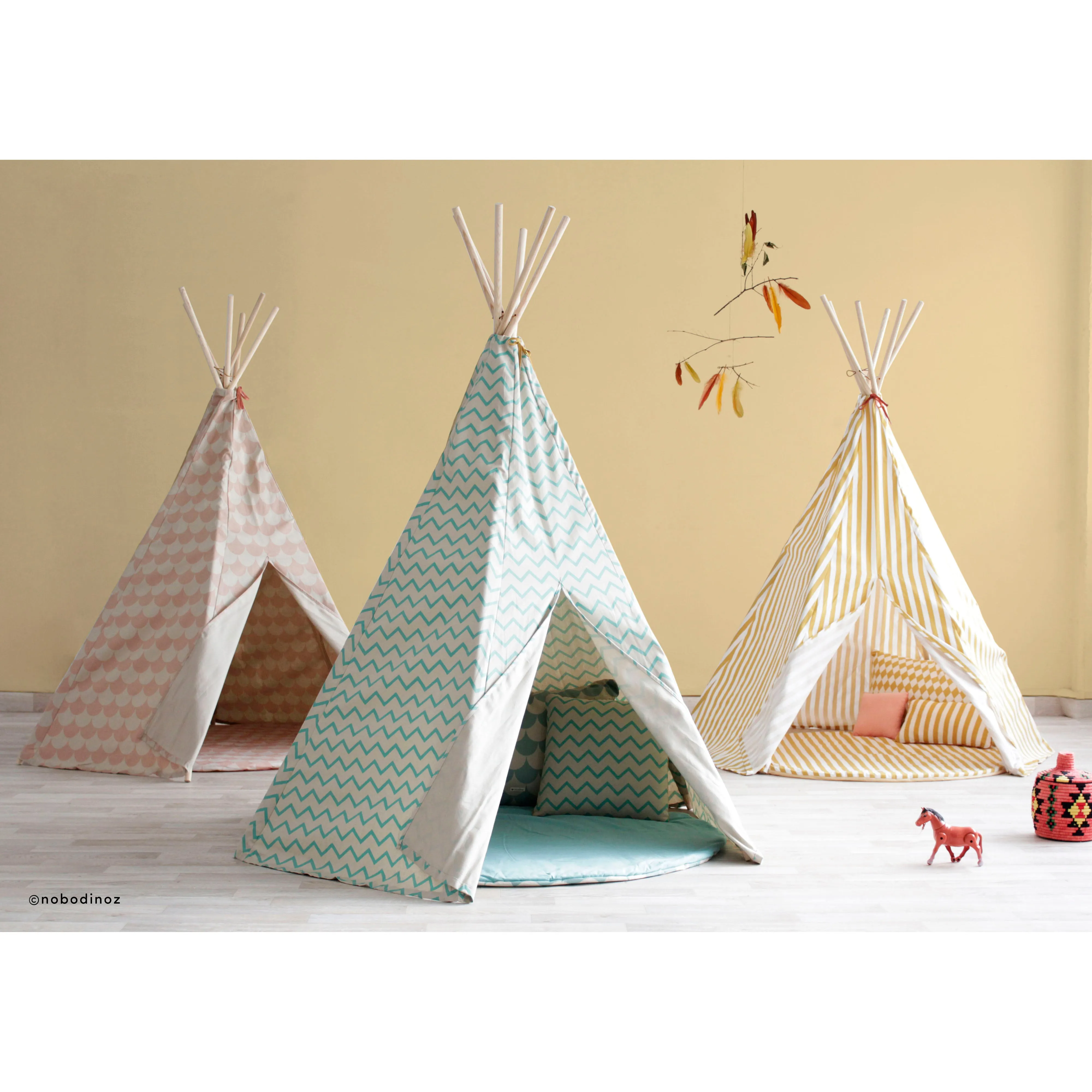 nobodinoz Teepee Green Diamonds