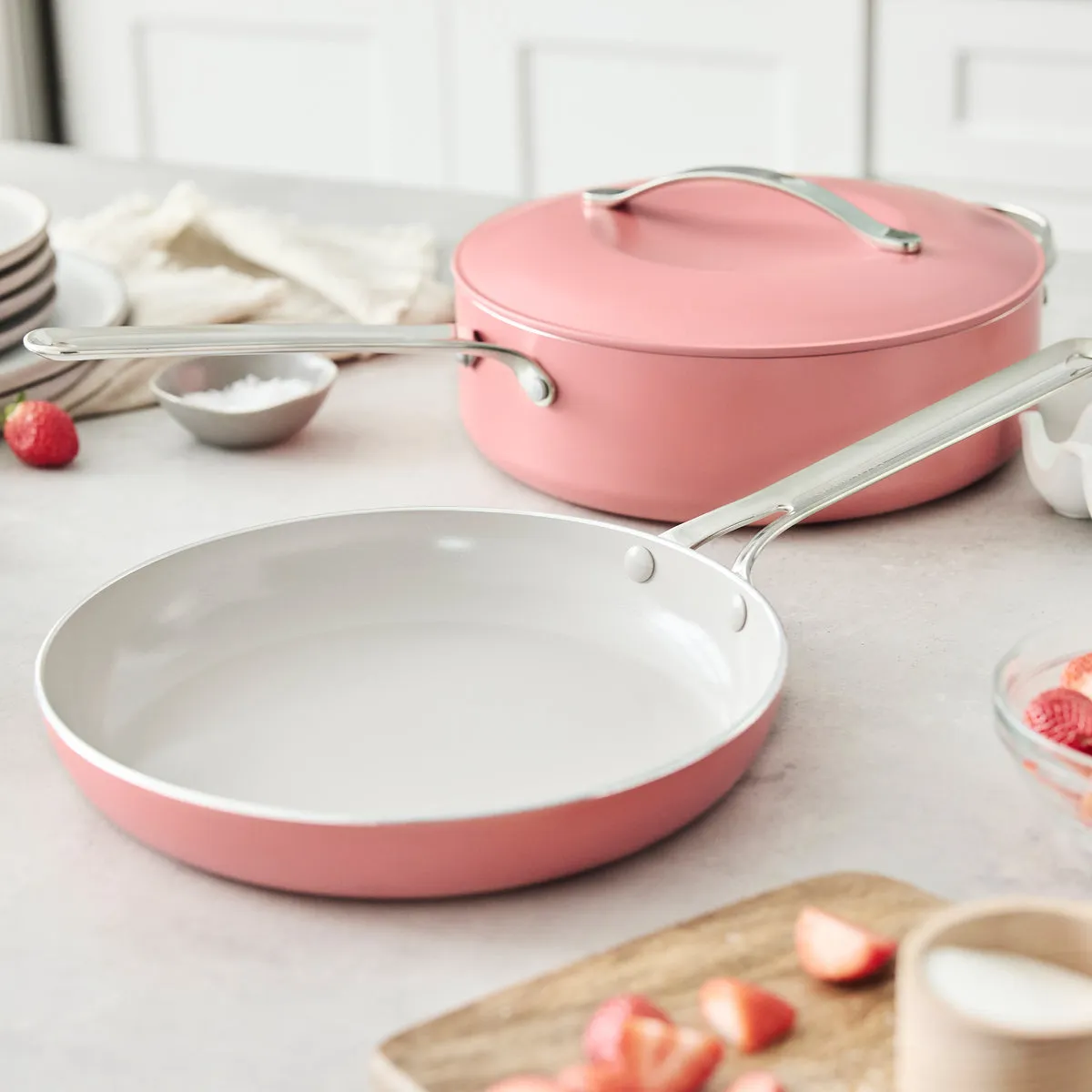 Nova Ceramic Nonstick 3-Piece Cookware Set | Coral