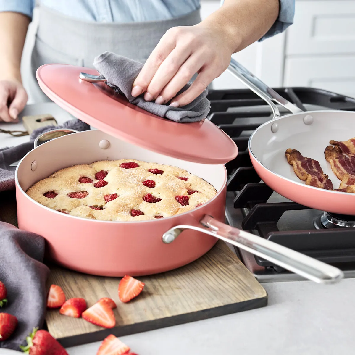 Nova Ceramic Nonstick 3-Piece Cookware Set | Coral