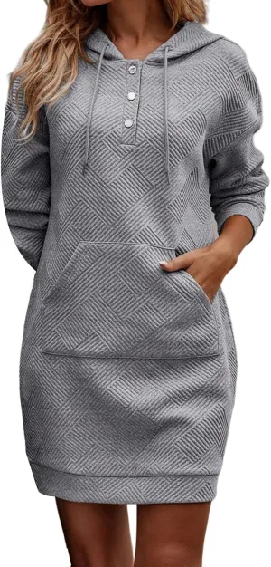 NREALY Trendy Dresses for Women 2024 Hoodie Dress for Women with Pockets Sweatshirt Dresses for Women 2024